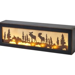 Lighted Decor Tabletop Or Wall Woodland Scene Moose Bear