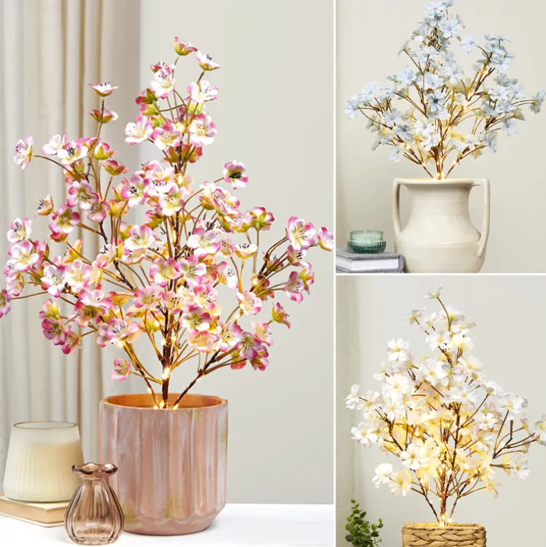 Lighted Flower Table Trees - Blue, Blush, or Pink