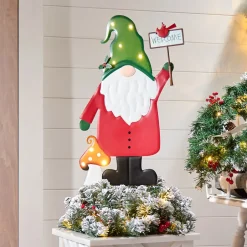 Lighted LED Holiday Welcome Gnome Garden Stake