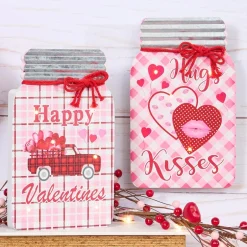 Lighted Mason Jar Wall Plaque With Saying for Valentine's and St Patrick's