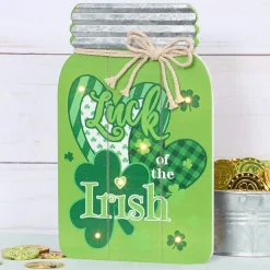 Lighted Mason Jar Wall Plaque With Saying for Valentine's and St Patrick's