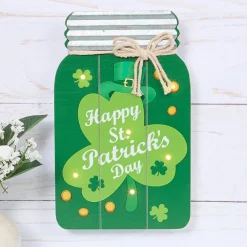 Lighted Mason Jar Wall Plaque With Saying for Valentine's and St Patrick's