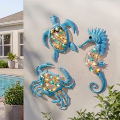 Lighted Outdoor Coastal Metal Wall Decor