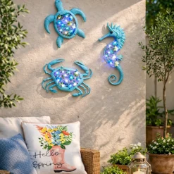 Lighted Outdoor Coastal Metal Wall Decor