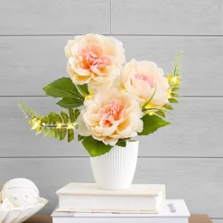Lighted Potted Flower Spring Décor - Magnolia or Peony