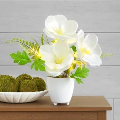 Lighted Potted Flower Spring Décor - Magnolia or Peony