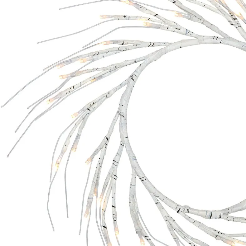 Lighted Winter Birch Branch Wreath 24"
