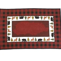 Lodge Check Nonslip Area Rug