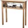 Lodge Wood Console Table with Metal Bear Accents