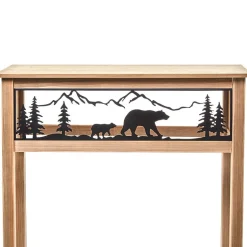 Lodge Wood Console Table with Metal Bear Accents