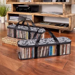 Media Storage Bag Organizer with Handles for CDs Set of 2