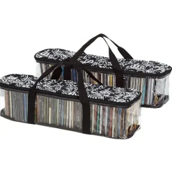 Media Storage Bag Organizer with Handles for CDs Set of 2