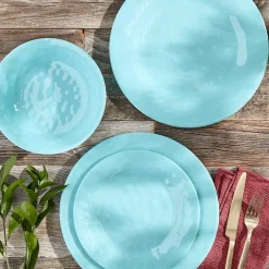 Melamine Dinnerware Service for 4 Set Vibrant Colors 12pc Set
