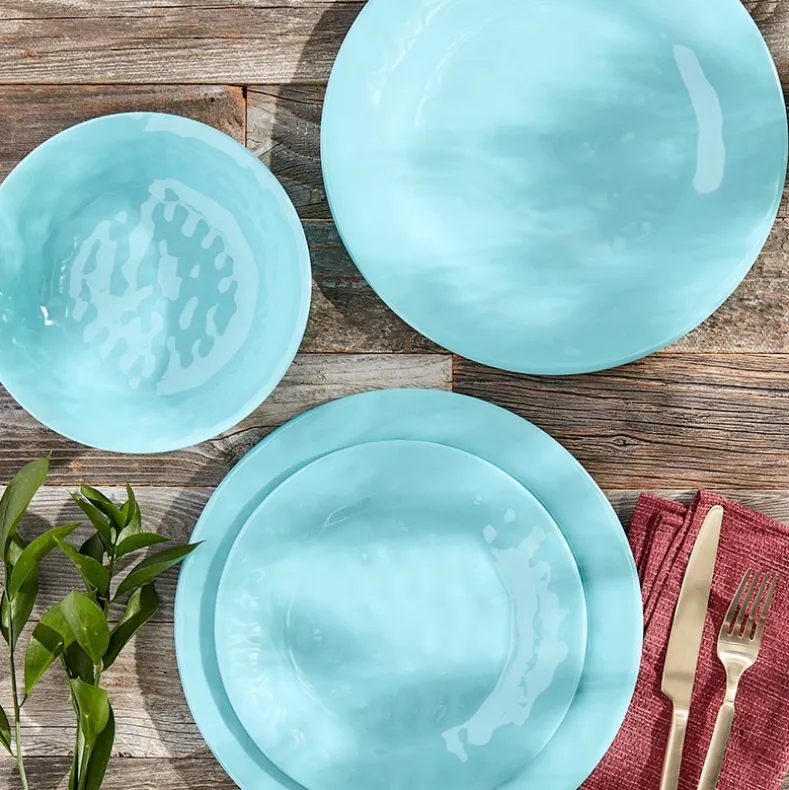 Melamine Dinnerware Service for 4 Set Vibrant Colors 12pc Set