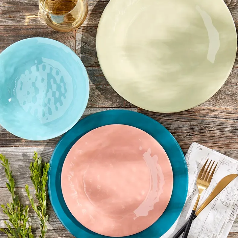 Melamine Dinnerware Service for 4 Set Vibrant Colors 12pc Set