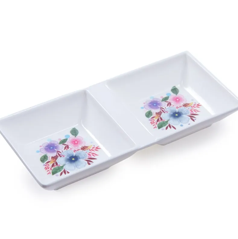 Melamine Dual Dipping Sauce Tray