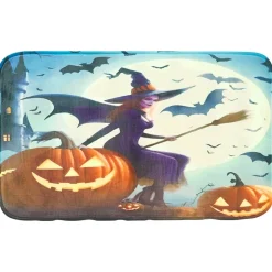 Memory Foam Bath Rugs and Shower Curtain Complete 16-Pc Set Halloween