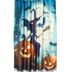 Memory Foam Bath Rugs and Shower Curtain Complete 16-Pc Set Halloween