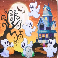 Memory Foam Bath Rugs and Shower Curtain Complete 16-Pc Set Halloween