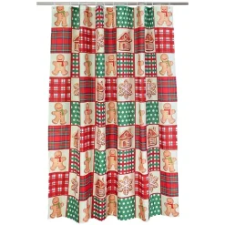 Memory Foam Bath Rugs and Shower Curtain Complete 16-Pc Set Gingerbread