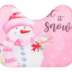 Memory Foam Bath Rugs & Shower Curtain Complete 16-Pc Set Let It Snow
