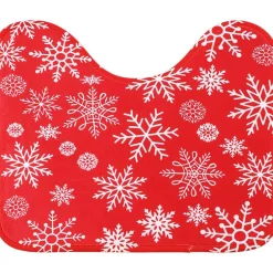 Memory Foam Bath Rugs & Shower Curtain Complete 16-Pc Set Red Snowflake