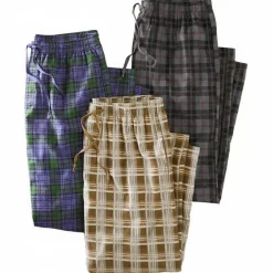 Men's Set of 3 Plaid Flannel Pants