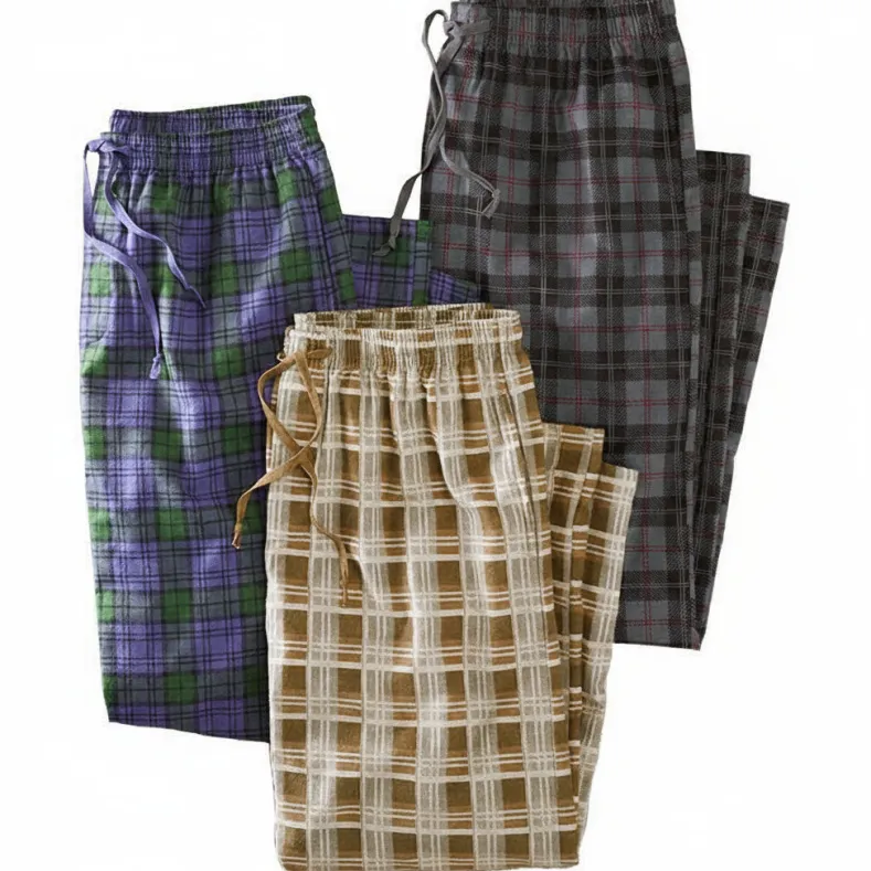 Men's Set of 3 Plaid Flannel Pants