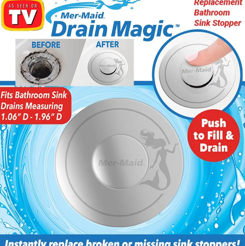 Mer-Maid™ Drain Magic™ Replace Broken Or Missing Bathroom Sink Stopper
