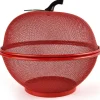 Mesh Wire Apple Shaped Fruit Basket with Lid Fruit Bowl Cover 2 Pc