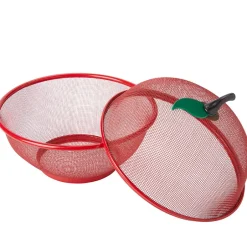 Mesh Wire Apple Shaped Fruit Basket with Lid Fruit Bowl Cover 2 Pc