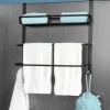 Metal Bathroom Over-the-Door Towel Rack with Storage Shelf