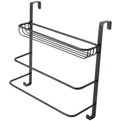 Metal Bathroom Over-the-Door Towel Rack with Storage Shelf
