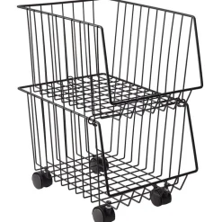 Metal Deep Stackable Storage Bins with Wheels
