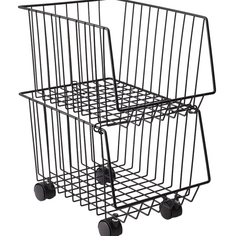 Metal Deep Stackable Storage Bins with Wheels