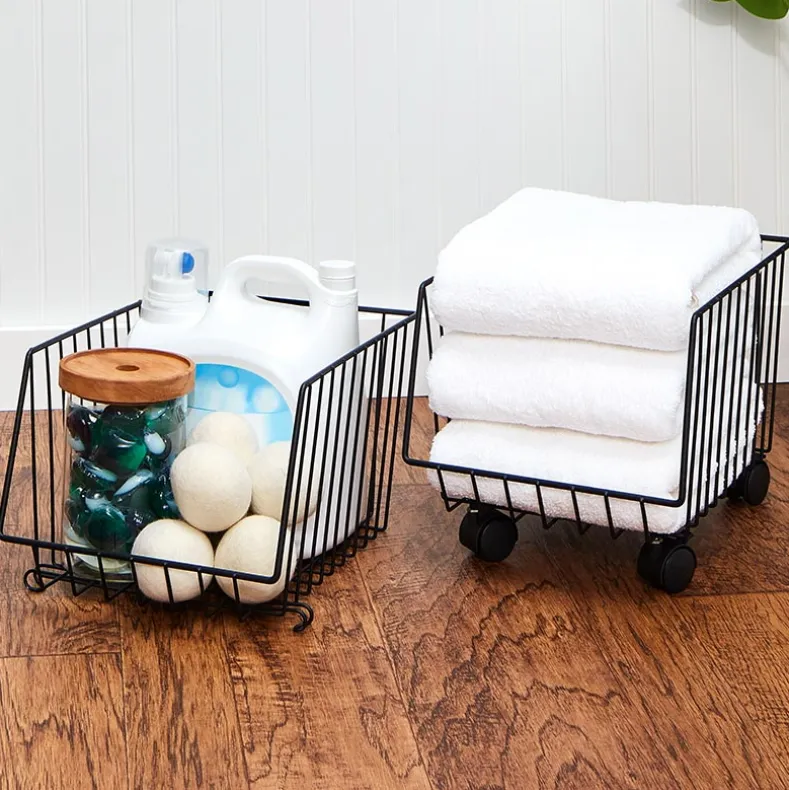Metal Deep Stackable Storage Bins with Wheels