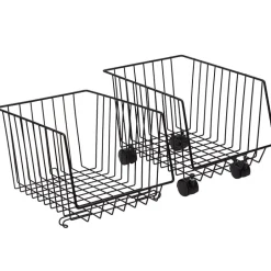 Metal Deep Stackable Storage Bins with Wheels