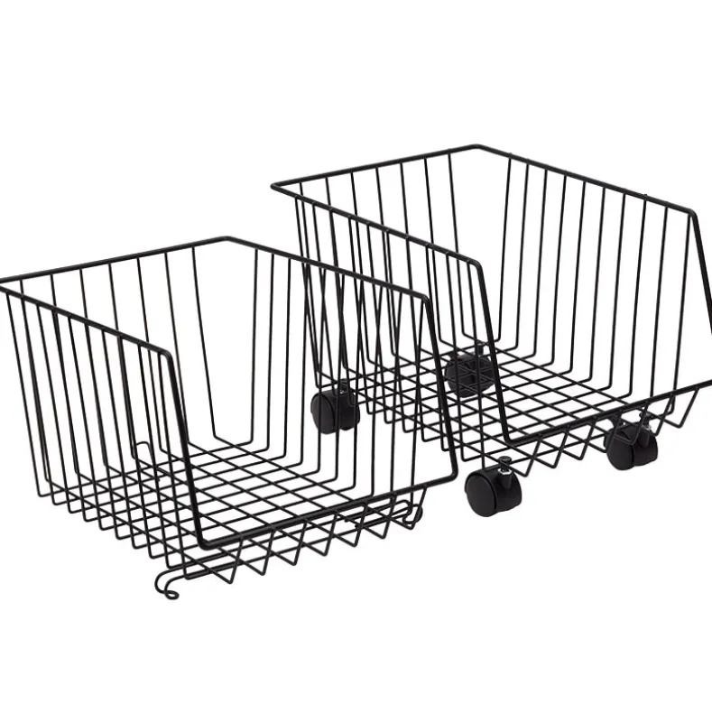 Metal Deep Stackable Storage Bins with Wheels