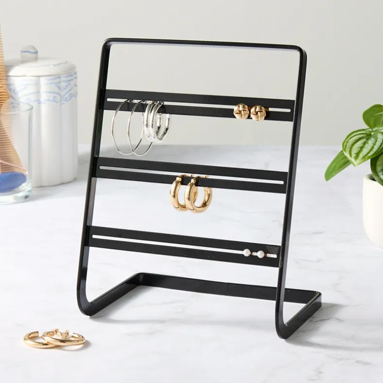 Metal Earring Holder Black or White