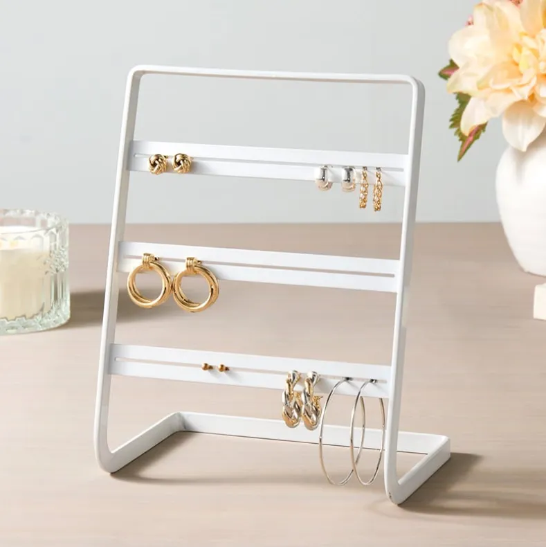 Metal Earring Holder Black or White