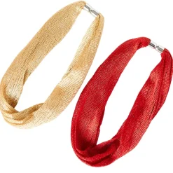 Metallic Necklace Scarf with Magnetic Clasp - Set of 2