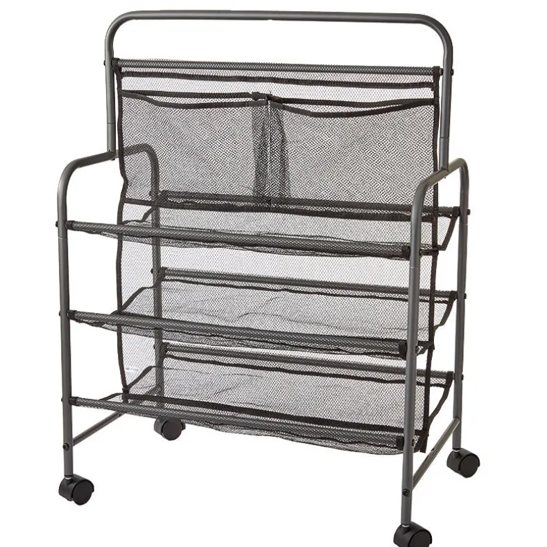 Metal Shoe Storage Rack with Wheels - 4-Tier