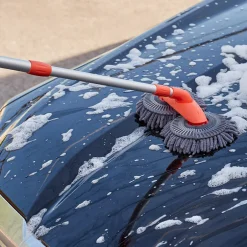 Microfiber Car Cleaning Brush with Double Mop, Extends 44" Long