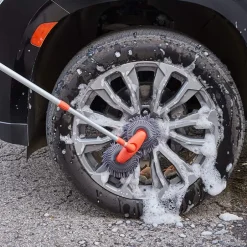 Microfiber Car Cleaning Brush with Double Mop, Extends 44