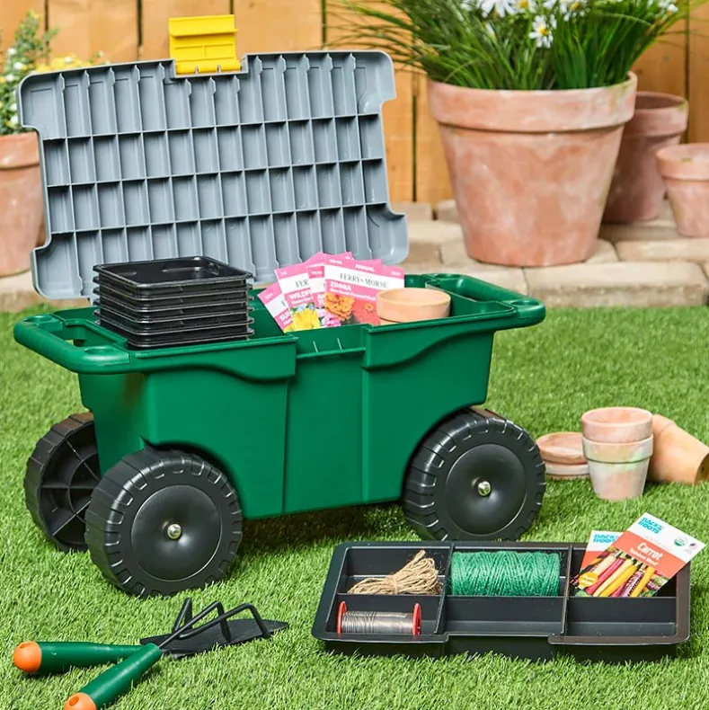 Mobile Garden Cart with Tool Storage and Tray