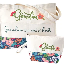 Mom Or Grandma Themed Tote and Clutch Set