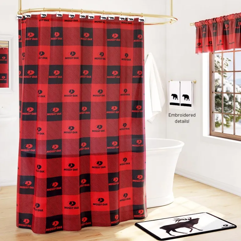 Mossy Oak Buffalo Logo Shower Curtain, Rug, Hand Towels, Valance, Hooks