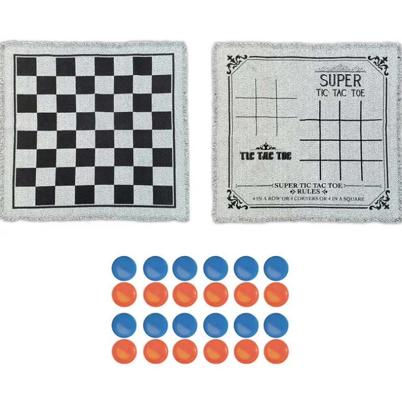 Mossy Oak Checkers and Tic-Tac-Toe Rug - Dual-Sided Game Board