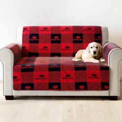 Mossy Oak Red Buffalo Logo Quilted Furniture Cover Chair, Loveseat, Sofa