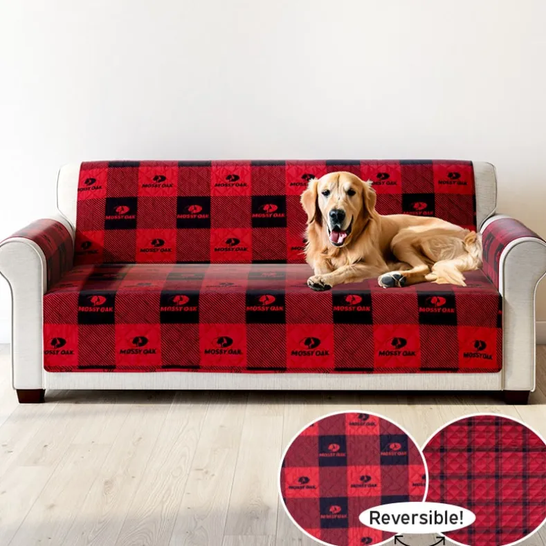 Mossy Oak Red Buffalo Logo Quilted Furniture Cover Chair, Loveseat, Sofa
